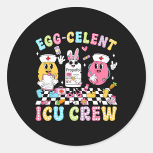Pegatina Redonda Groovy Easter Day Egg-celent Icu Equipo de conejit