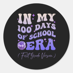 Pegatina Redonda Groovy En Mis 100 Días De Educación De Primer Grad