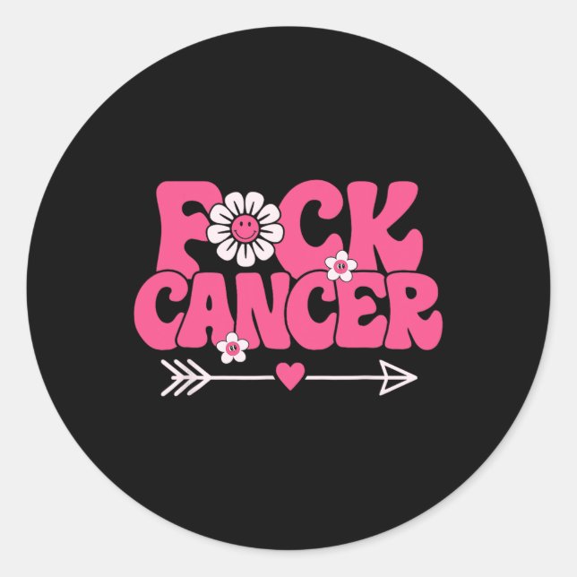 Pegatina Redonda Groovy Fck Cancer (Anverso)