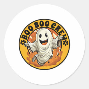Pegatina Redonda Groovy Flower Boo Boo Crew Halloween Naranja Fanta