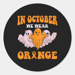 Pegatina Redonda Groovy Ghost Adhd Awareness En Octubre Usamos Ora