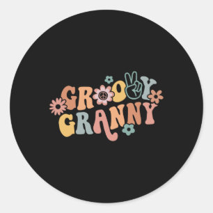 Pegatina Redonda Groovy Granny One Agradecimiento Granny Día de Acc