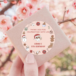 Pegatina Redonda Groovy Hippie Navidades Santa Birthday Party