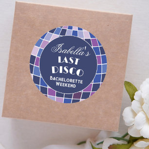 Pegatina Redonda Groovy Last Disco Bachelorette de Retro 70