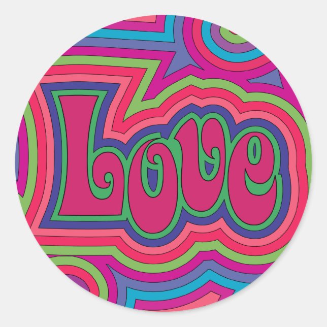 Pegatina Redonda Groovy Love Sticker (Anverso)
