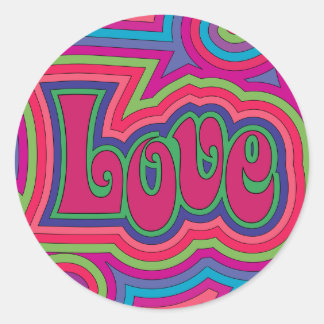 Pegatina Redonda Groovy Love Sticker