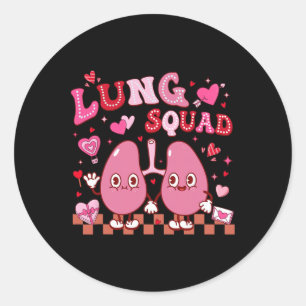 Pegatina Redonda Groovy Lung Squad Terapeuta Respiratorio San Valen