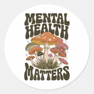 Pegatina Redonda Groovy Mental Health S - Conciencia sobre la salud