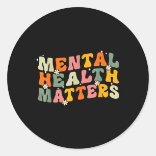 Pegatina Redonda Groovy Mental Health S Human Braille Awarene