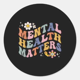 Pegatina Redonda Groovy Mental Health S Human Braille Awarene