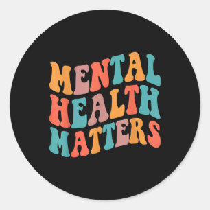 Pegatina Redonda Groovy Mental Health S Human Braity Awareness
