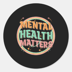 Pegatina Redonda Groovy Mental Health S Human Mental Awareness