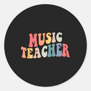 Pegatina Redonda Groovy Music Teacher Team Teacher vuelve a la escu