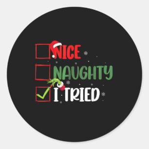 Pegatina Redonda Groovy Nice Naughty I Probó Navidades 2024 Santa C