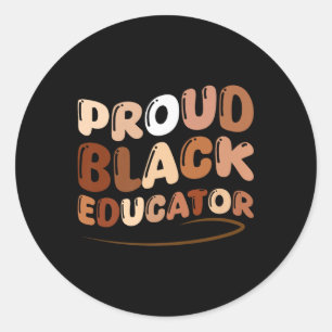Pegatina Redonda Groovy Orgulloso Educador Negro Orgullo Africano H