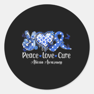 Pegatina Redonda Groovy Paz Amor Curar Ataxia Cinta Azul Conciencia