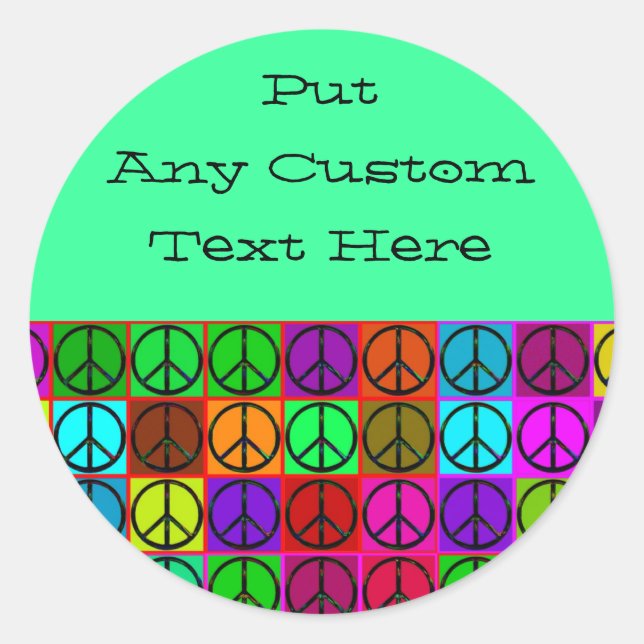 Pegatina Redonda Groovy Peace firma Pegatinas (Anverso)