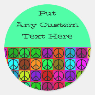 Pegatina Redonda Groovy Peace firma Pegatinas