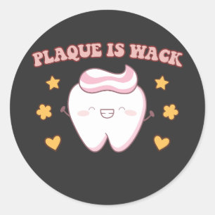 Pegatina Redonda Groovy Plaque es un higienista dental Wack
