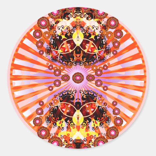 Pegatina Redonda Groovy Psychedelic Mandala (Anverso)