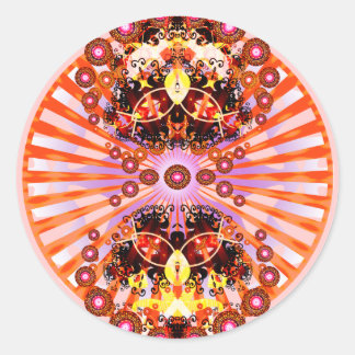 Pegatina Redonda Groovy Psychedelic Mandala