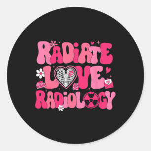 Pegatina Redonda Groovy Radiate Love Radiology X-ray Technician Val