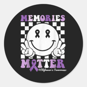 Pegatina Redonda Groovy Recuerdos Dementia Heimers Conciencia Púrpu