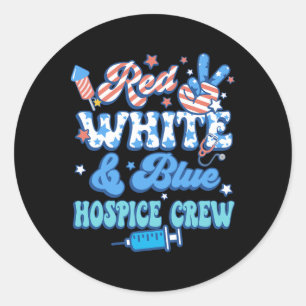 Pegatina Redonda Groovy Red White Blue Hospicio Enfermero de hospic