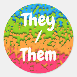 Pegatina Redonda Groovy Retro Bubbly Trippy Funky Panromántico Orgu