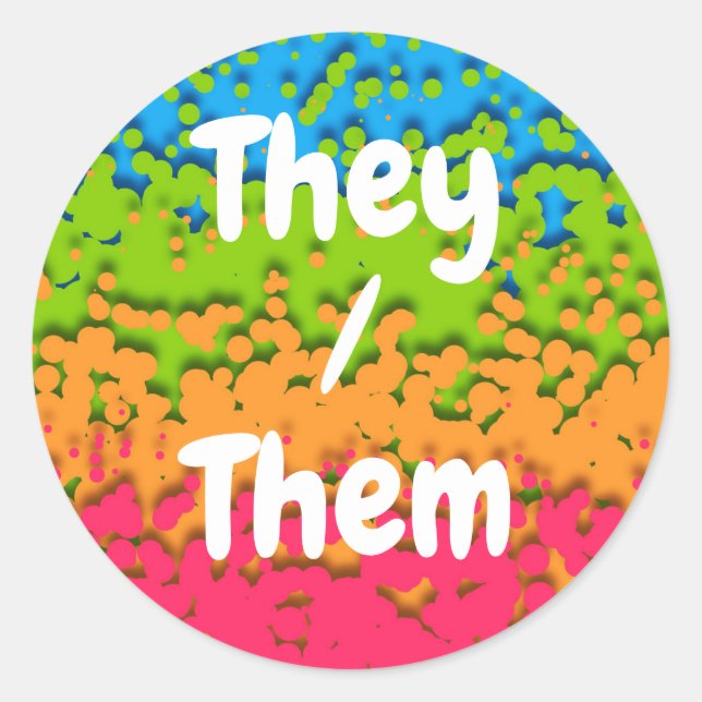 Pegatina Redonda Groovy Retro Bubbly Trippy Funky Panromántico Orgu (Anverso)