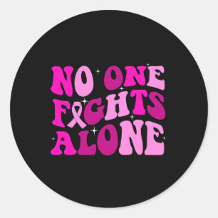 Pegatina Redonda Groovy Retro Concienciación sobre el cáncer de mam