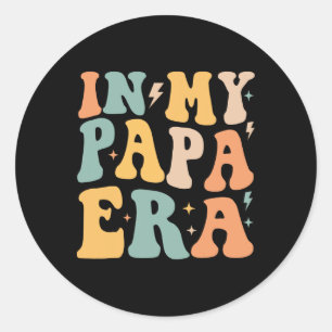 Pegatina Redonda Groovy retro en mi papá era padre y#; s día