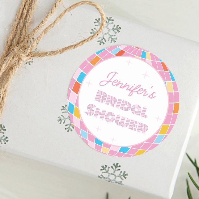 Pegatina Redonda Groovy Retro Pink Disco Ball 70's 80s Ducha de nov (Subido por el creador)