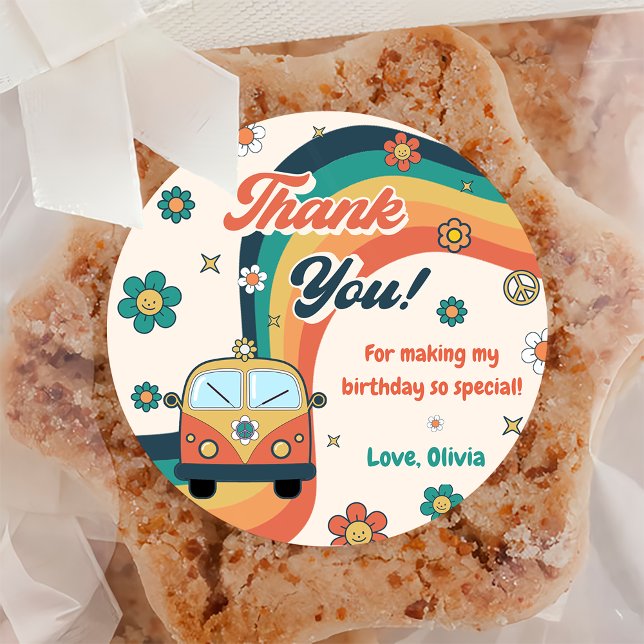 Pegatina Redonda Groovy Retro Rainbow gracias a las clases de fiest (Subido por el creador)