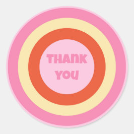 Pegatina Redonda Groovy Retro Vintage Setentis Circle Gracias