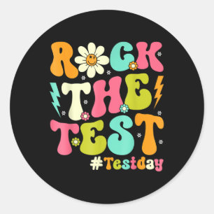 Pegatina Redonda Groovy Rock El Test Motivational Retro Profesores 