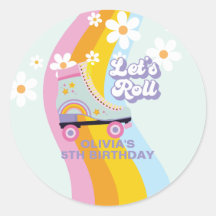 Groovy Rollerskating Retro Rainbow Birday