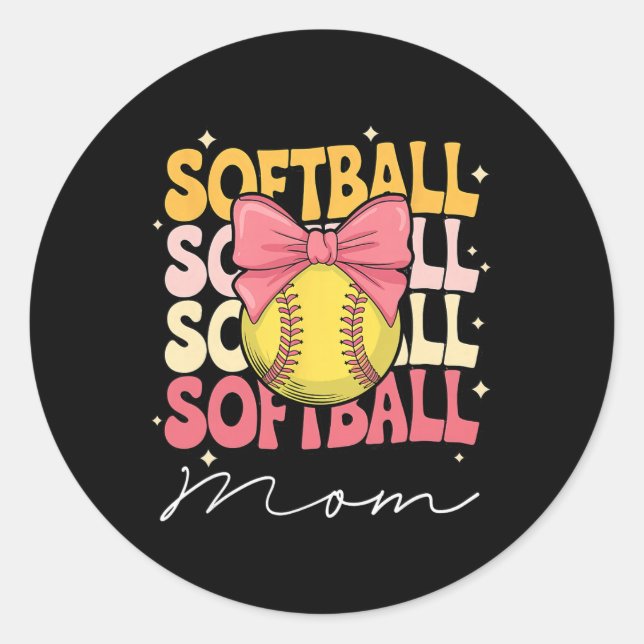 Pegatina Redonda Groovy Softll Mom Mother Coquette Bow Softll  (Anverso)
