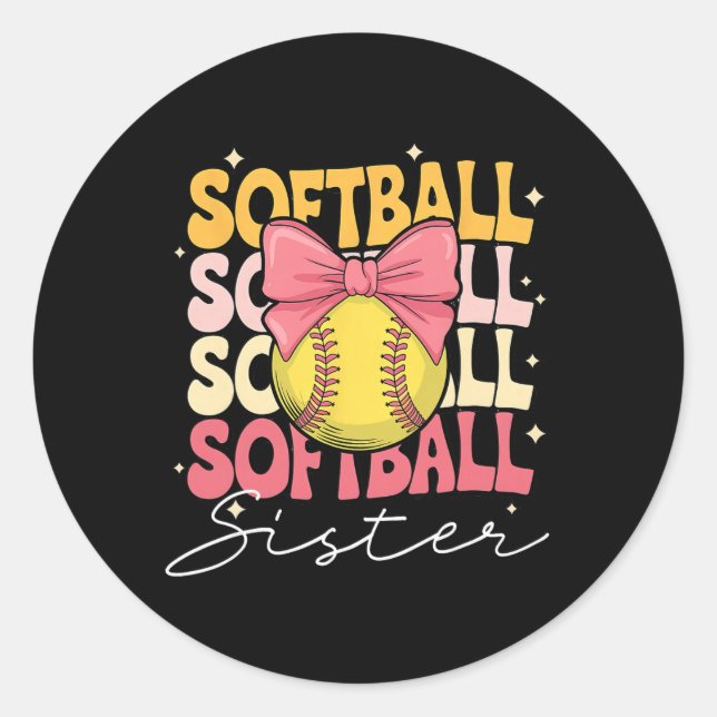 Pegatina Redonda Groovy Softll Sister Coquette Bow Softll  (Anverso)