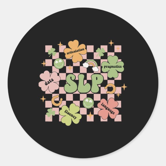 Pegatina Redonda Groovy Speech Language Pathology St Patricks Day S (Anverso)