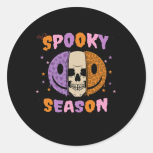 Pegatina Redonda Groovy Spooky Season Halloween Ghost Boo Smile Fas