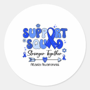 Pegatina Redonda Groovy Support Squad Blue Ribbon Ataxia Awareness 