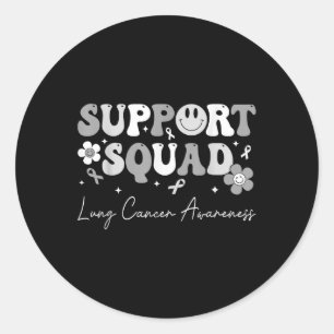 Pegatina Redonda Groovy Support Squad Lung Cancer Awareness White R