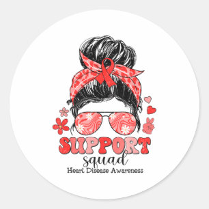 Pegatina Redonda Groovy Support Squad Moño Desordenado Conciencia d