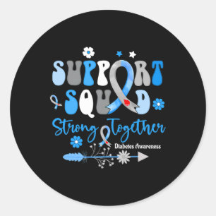Pegatina Redonda Groovy Support Squad Ribbon T1D Diabetes Sensibili