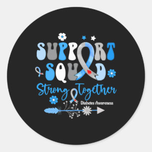 Pegatina Redonda Groovy Support Squad Ribbon T1d Sensibilización so