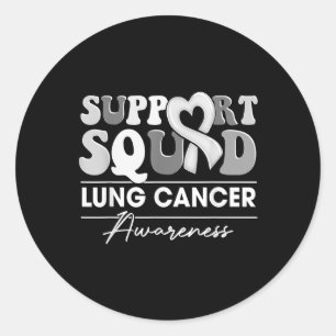 Pegatina Redonda Groovy Support Squad White Ribbon Lung Cancer Awar
