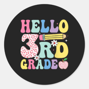 Pegatina Redonda Groovy Tercer Grado Regreso a la Escuela Leopardo