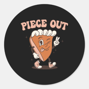 Pegatina Redonda Groovy Thankkin Pie Retro Pieza De Alegre Gracias