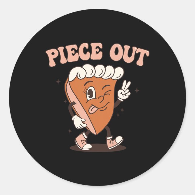 Pegatina Redonda Groovy Thankkin Pie Retro Pieza De Alegre Gracias (Anverso)